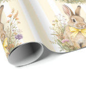 A cute little Floral Bunny Yellow Bow Baby Shower  ラッピングペーパー (ロールコーナー)