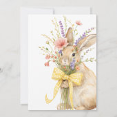 A cute little Floral Bunny Yellow Bow Baby Shower  招待状 (裏面)