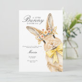 A cute little Floral Bunny Yellow Bow Baby Shower  招待状 (スタンド正面)