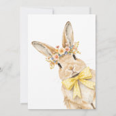 A cute little Floral Bunny Yellow Bow Baby Shower  招待状 (裏面)