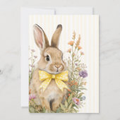 A cute little Floral Bunny Yellow Bow Baby Shower  招待状 (裏面)