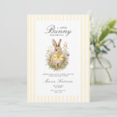 A cute little Floral Bunny Yellow Bow Baby Shower  招待状 (スタンド正面)