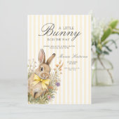 A cute little Floral Bunny Yellow Bow Baby Shower  招待状 (スタンド正面)