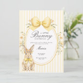 A cute little Floral Bunny Yellow Bow Baby Shower  招待状 (スタンド正面)