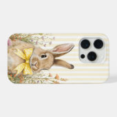 A cute little Floral Bunny Yellow Bow Baby Shower iPhoneケース (裏面横)