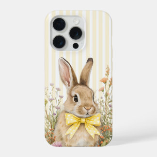 A cute little Floral Bunny Yellow Bow Baby Shower iPhone 15 Proケース