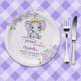 A Cute Little Peanut is Coming Baby Shower Girl ペーパープレート