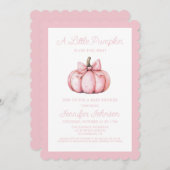 A Cute Little Pink Pumpkin Baby Shower 招待状 (正面/裏面)