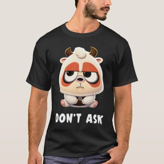 A Cute Little Teddy Bear with Horns Saying Don't A Tシャツ (正面)