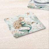 A Cute Mermaid スクエアペーパーコースター (アングル)
