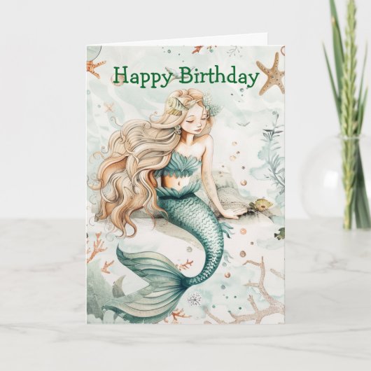 A Cute Mermaid Birthday カード (正面)