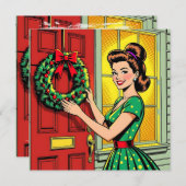 A Cute Mid-Century Nostalgic Feeling Christmas シーズンカード (正面/裏面)