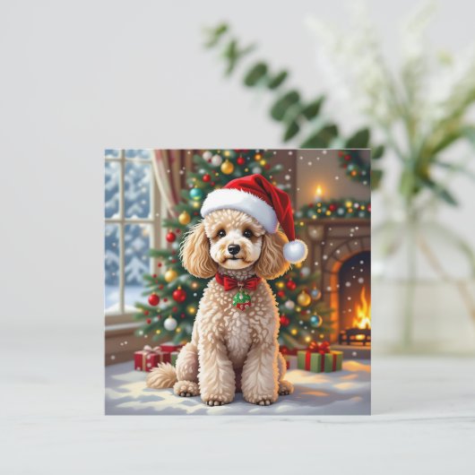 A Cute Poodle Christmas Personalized シーズンカード (スタンド正面)