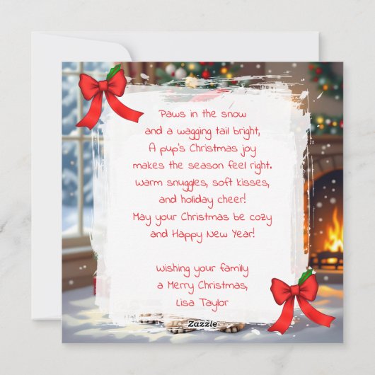 A Cute Poodle Christmas Personalized シーズンカード (裏面)