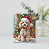 A Cute Poodle Christmas Personalized シーズンポストカード (スタンド正面)