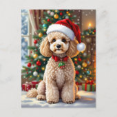 A Cute Poodle Christmas Personalized シーズンポストカード (正面)