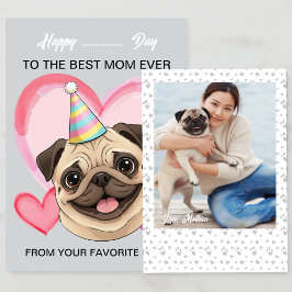 A cute Pug on a special occasion for Mom シーズンカード