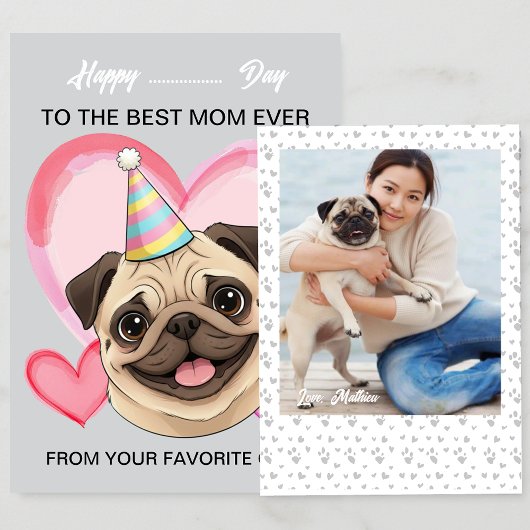 A cute Pug on a special occasion for Mom シーズンカード