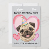 A cute Pug on a special occasion for Mom シーズンカード (正面)