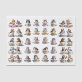 A Cute Set of Teacup Kitten (Left & Right Facing) 薄葉紙