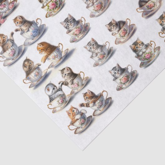 A Cute Set of Teacup Kitten (Left & Right Facing) 薄葉紙 (詳細)