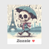 A cute skeleton in rainy Paris シール (シート)
