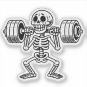 A cute skeleton working out  シール (正面)
