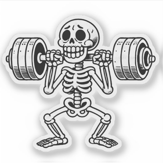 A cute skeleton working out シール (正面)