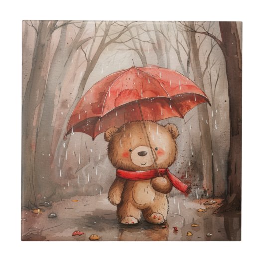 A Cute Teddy Bear in The Rain タイル (正面)