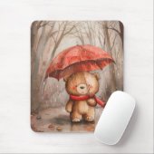 A Cute Teddy Bear in The Rain マウスパッド (マウス)