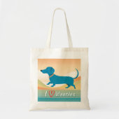 A cute tote bag with a wiener dog illustration トートバッグ (正面)