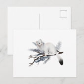 A cute winter weasel perched on a branch ポストカード (正面/裏面)