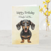 A Dachshund Personality Birthday Fun Animal カード (黄色い花)