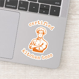 A dashing burnt orange color comic style of chef シール