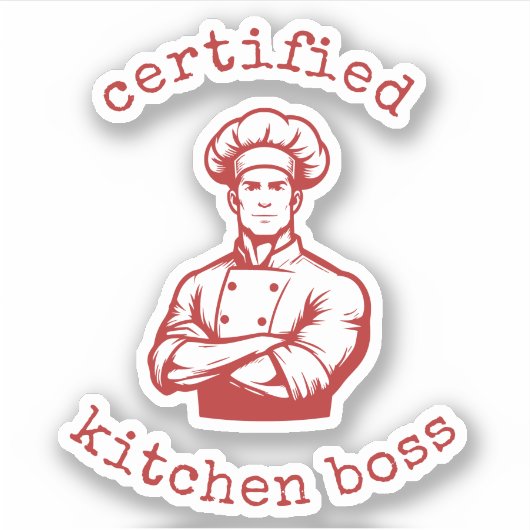 A dashing chef in a deep red comic style シール (正面)