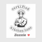 A dashing chef in a monochromatic comic style シール (シート)