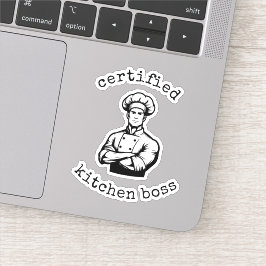 A dashing chef in a monochromatic comic style シール