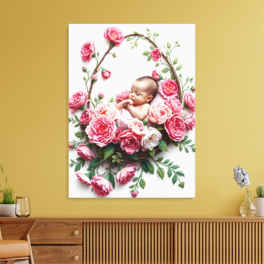 A Daughter’s Light Carnation Portrait Sacred Art キャンバスプリント (インサイチュ (リビング))