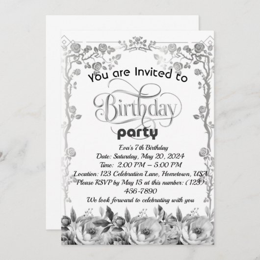 A Day ofおもしろい:誕生日パーティー招待状 招待状 (正面/裏面)