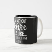 A Day Without Coffee Funny Coffee Lover Gift ツートーンマグカップ (正面右)