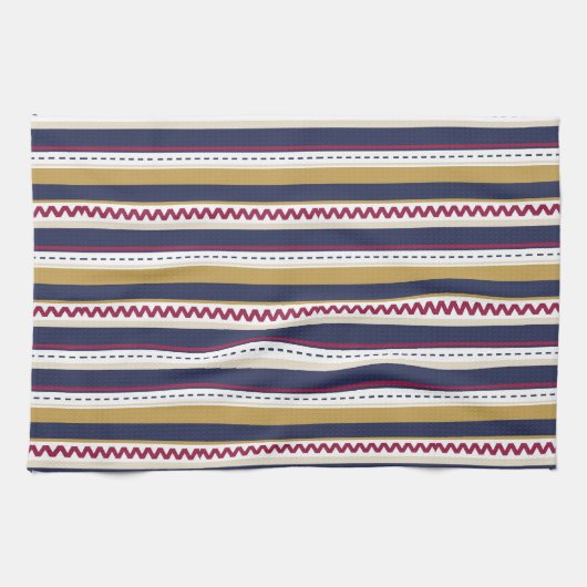 A decorative fabric features horizontal  キッチンタオル (横)