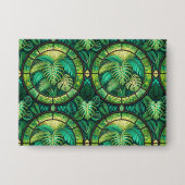 A decorative wall art piece features a repeating  缶バッジ (正面)