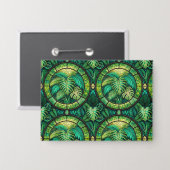 A decorative wall art piece features a repeating  缶バッジ (正面/裏面)