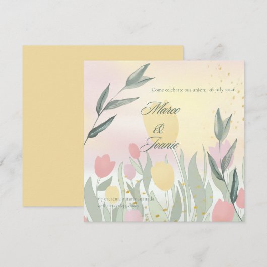 A Delicate Tulip Wedding Celebration 招待状 (正面/裏面)