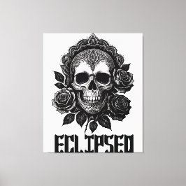 A detailed skull adorned with intricate patterns キャンバスプリント