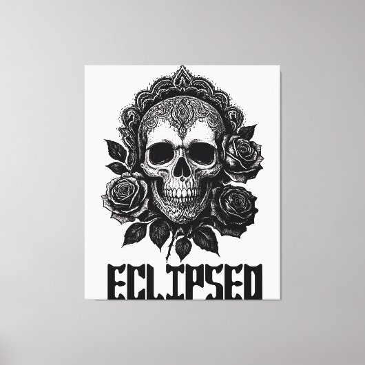 A detailed skull adorned with intricate patterns キャンバスプリント (正面)