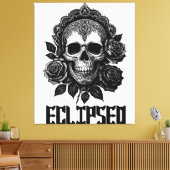 A detailed skull adorned with intricate patterns キャンバスプリント (インサイチュ (リビング))