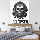 A detailed skull adorned with intricate patterns キャンバスプリント (インサイチュ (寝室))