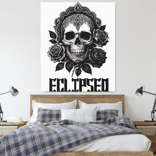 A detailed skull adorned with intricate patterns キャンバスプリント (インサイチュ (寝室))