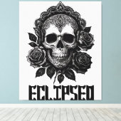 A detailed skull adorned with intricate patterns キャンバスプリント (インサイチュ (ウッドフロア))